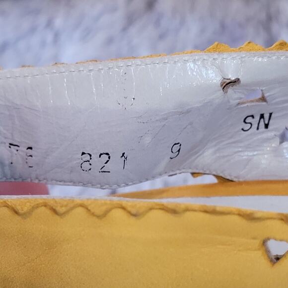 Pancaldi Womens Slingback Heels Yellow Cutout Geometric Shapes 3.5" Size 9 N - Picture 11 of 11